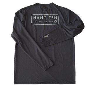 Hang Ten Black Long-Sleeve UPF 50+ Shirt Surf Graphic, Performance Sun Sz Small